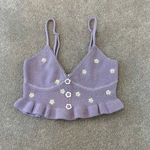 For love and lemons purple floral crop top